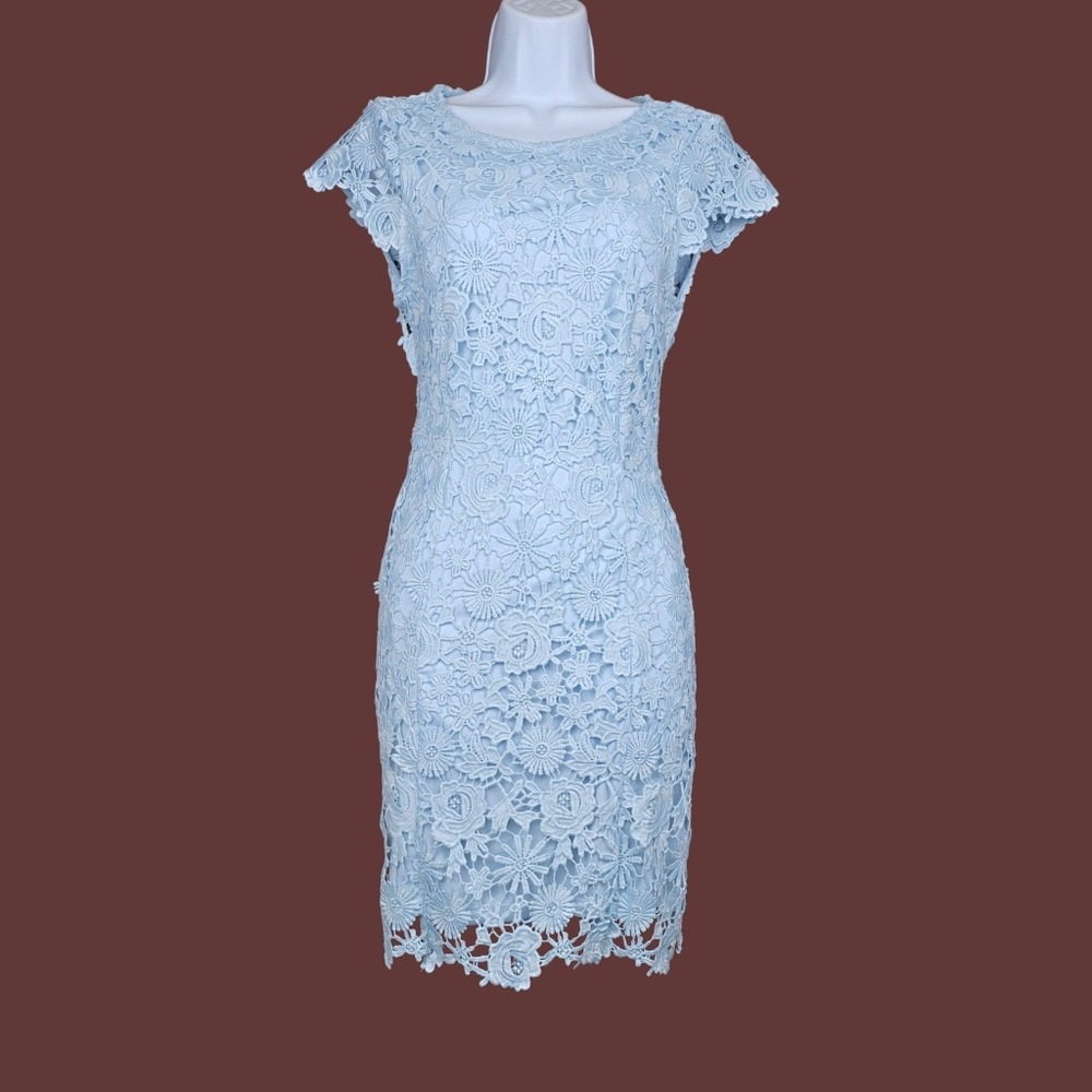 Lulus Womens Romance Language Blue Backless Lace Mini Dress Size S NWT